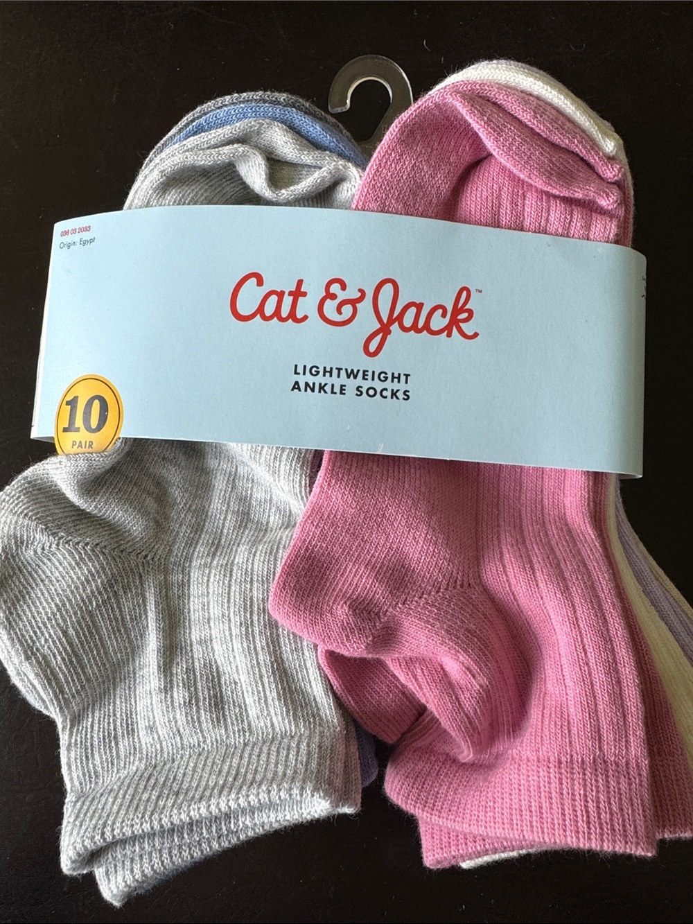 Cat & Jack Ankle Socks - Pink, Light Gray & Blue